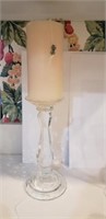 Glass Pillar Candle Holder w/ Candle