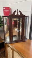 Small hanging mirror back curio case