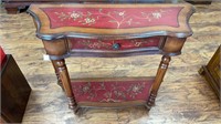 Wood floral painted console table w/ 1 drawer