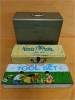 Vintage Handy Andy Tool Set Tins plus a Metal