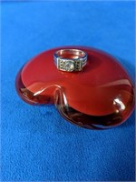 Sterling Silver Bezel-Set CZ & Marcasite Ring