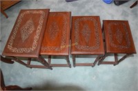4 Carved Top Nesting Tables