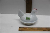 Milk Glass Small Chicken