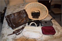Large Basket lot of purses and bags- at least 2