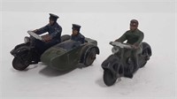 2 DINKY TOY MOTORCYCLES & SIDECAR