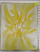 ABSCRACT YELLOW ART BY PANNOS 51"t X 41"w