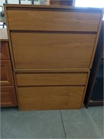 (2) WOODEN STACKING FILE CABINETS EACH 2-DRAWER 22