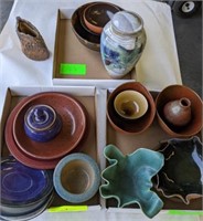 ASSORTMENT OF POTTERY BOWLS AND VASES