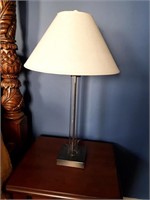Chrome Base Tubed Nightstand Lamp