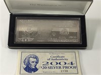 Washington Mint 4Oz Fine Silver $100 Replica Bar