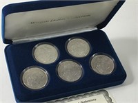 5 Morgan Silver Dollars w/Case