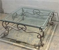 Wrought Iron Beveled Glass Top Coffee Table S11C