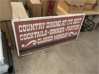LARGE WOODEN DOUBLESIDED COUNTRY DINING SIGN