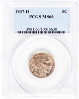 Coin 1937-D Buffalo Nickel PCGS MS66