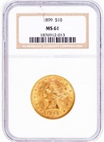 Coin 1899  $10 Liberty Gold NGC MS61