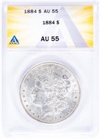 Coin 1884  Morgan Silver Dollar ANACS AU55