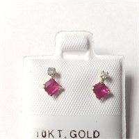 10K Ruby(0.44ct) Diamond(0.06ct) Earrings