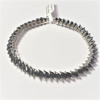 Silver Black Sapphire 7" Bracelet