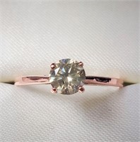 10K Diamond (0.61,Si1,Yellowish Green) Ring