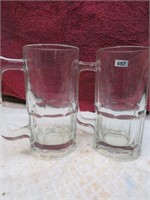 2 Large Glass Mugs