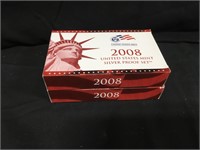 Two 2008 US Mint Silver Proof Sets