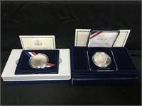 Two 2004 Edison Unc & Proof Silver Dollar Coins