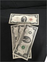 1963 & Three 2003 Two Dollar Bills