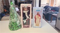 Lot of 3 Christmas items-tree, doll, Jesus