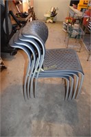 4 Stackable chairs- metal and plastic