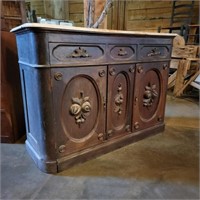 Antique Walnut Marble Top Sideboard