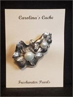 Silver Tone Floral Broach