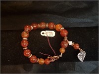 Amber & Copper Leaf Charm Bracelet