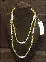 48" Peridot & Freshwater Pearl Extra Long Necklace