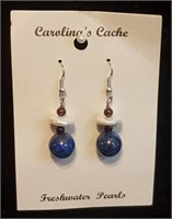 Blue Stone & Freshwater Pearl Earrings