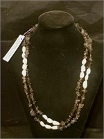 50" Smoky Quartz Freshwater Pearl Necklace