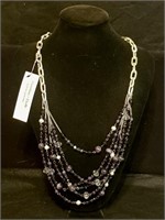 Multi Strand Amethyst & Pearl Necklace