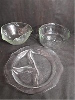 Vintage Glass Tray & Bowls