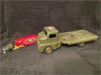Antique toy truck and hot wheels truck