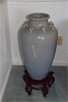 Large Asian urn on stand- 25in high