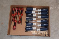 Box lot of screwdrivers and nut driver set