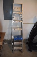 2 Aluminum step ladders- 6ft and 2ft