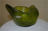 Heavy Green Glass Blenko Bowl