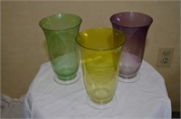 2-Blenko Glass Pitchers 6563-Green and Pink