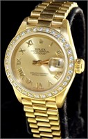 18k Gold Rolex Oyster Datejust Lady President