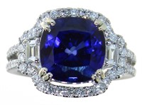 14kt Gold 6.52 ct Sapphire & Diamond Ring