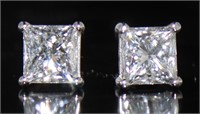 14kt Gold Princess Cut 2.16 ct Diamond Earrings