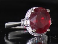 14kt White Gold 5.10 ct Oval Ruby & Diamond Ring