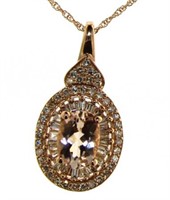 10kt Rose Gold Morganite & Diamond Necklace