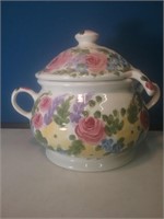 Jardin hand-painted soup tureen with ladle and