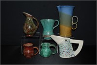 6 pcs Assorted Studio Pottery Pitchers